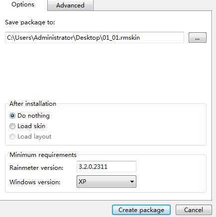 rainmeter创建皮肤包怎么用
