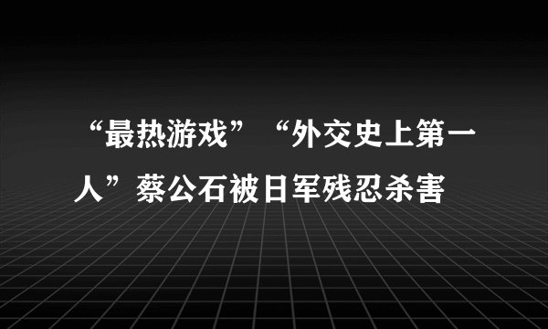 “最热游戏”“外交史上第一人”蔡公石被日军残忍杀害