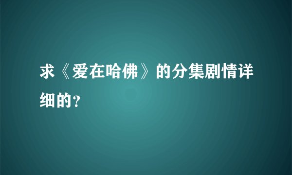 求《爱在哈佛》的分集剧情详细的？