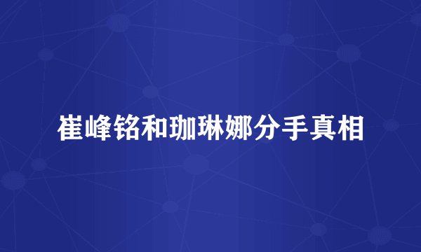 崔峰铭和珈琳娜分手真相