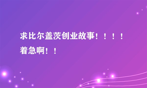 求比尔盖茨创业故事！！！！着急啊！！