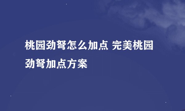 桃园劲弩怎么加点 完美桃园劲弩加点方案
