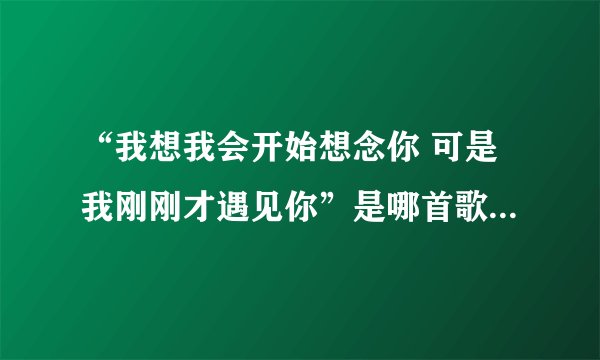 “我想我会开始想念你 可是我刚刚才遇见你”是哪首歌的歌词？