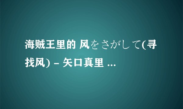 海贼王里的 风をさがして(寻找风) - 矢口真里 主题歌的中文意思是什么啊?
