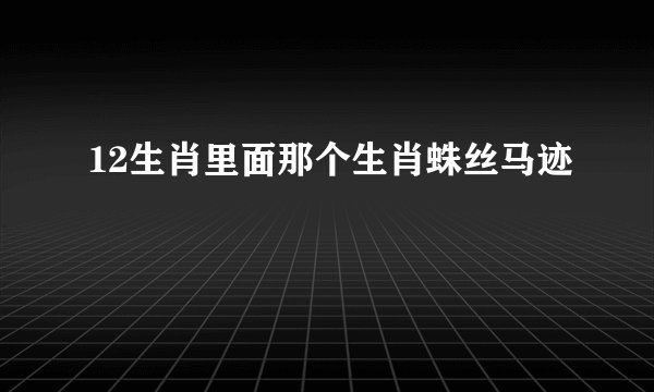 12生肖里面那个生肖蛛丝马迹