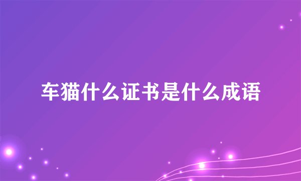 车猫什么证书是什么成语