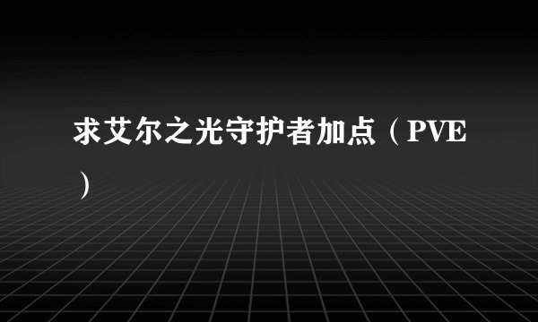求艾尔之光守护者加点（PVE）