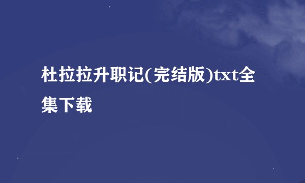 杜拉拉升职记(完结版)txt全集下载