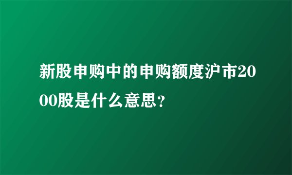 新股申购中的申购额度沪市2000股是什么意思？