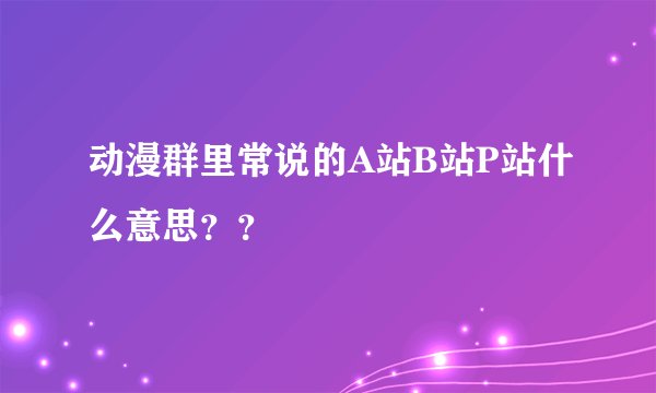 动漫群里常说的A站B站P站什么意思？？