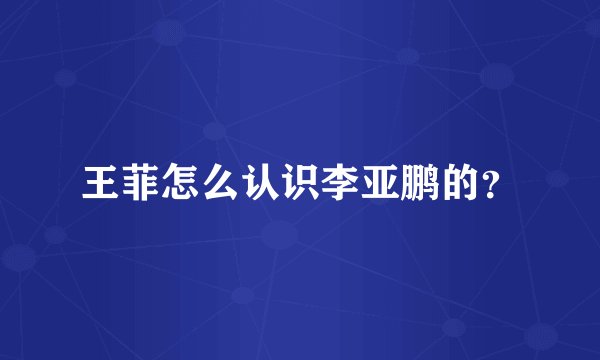 王菲怎么认识李亚鹏的？