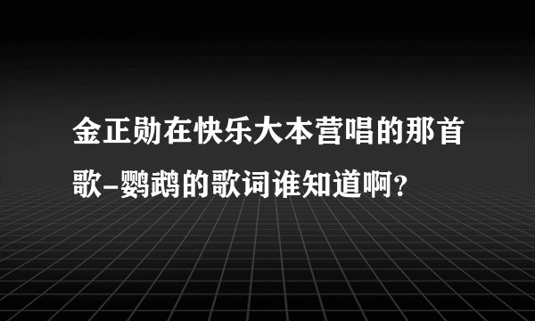 金正勋在快乐大本营唱的那首歌-鹦鹉的歌词谁知道啊？