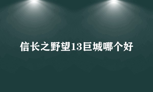 信长之野望13巨城哪个好