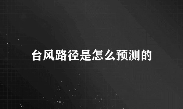 台风路径是怎么预测的