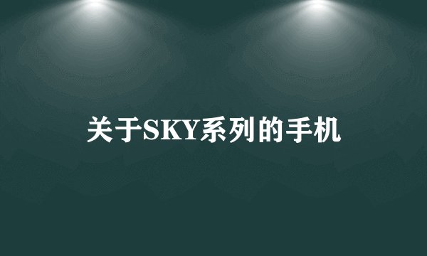 关于SKY系列的手机