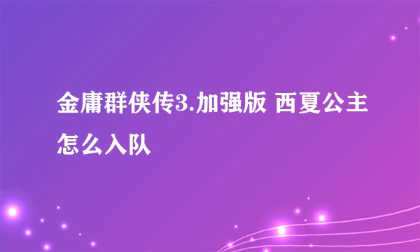 金庸群侠传3.加强版 西夏公主怎么入队