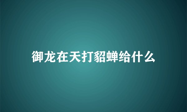 御龙在天打貂蝉给什么