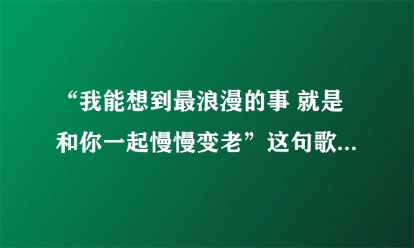 “我能想到最浪漫的事 就是和你一起慢慢变老”这句歌词是什么歌里的 歌名是什么啊