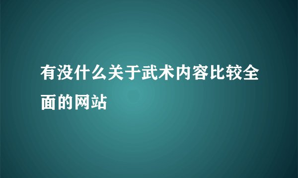 有没什么关于武术内容比较全面的网站