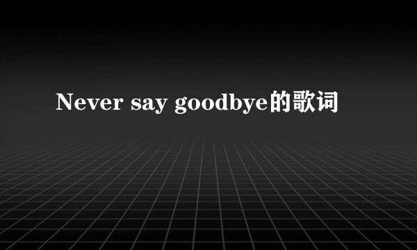 Never say goodbye的歌词