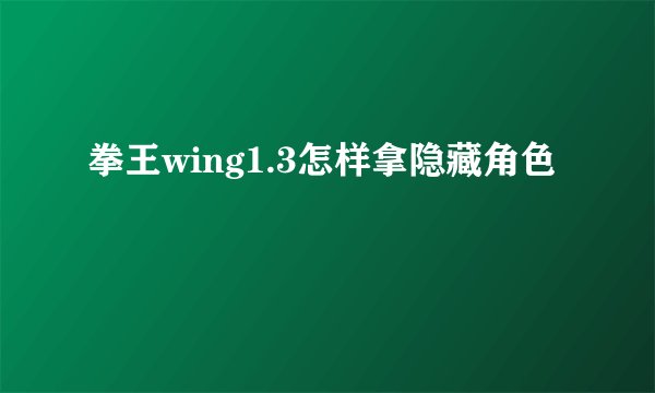 拳王wing1.3怎样拿隐藏角色