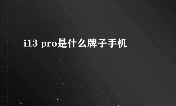 i13 pro是什么牌子手机