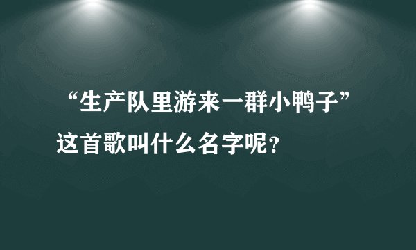 “生产队里游来一群小鸭子”这首歌叫什么名字呢？
