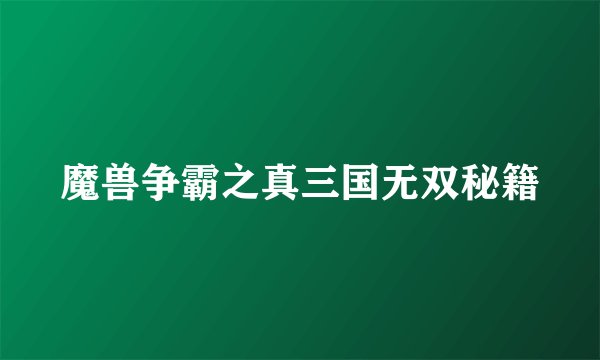 魔兽争霸之真三国无双秘籍