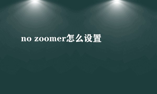 no zoomer怎么设置