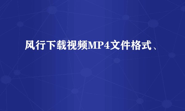风行下载视频MP4文件格式、