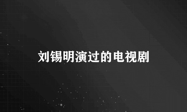 刘锡明演过的电视剧