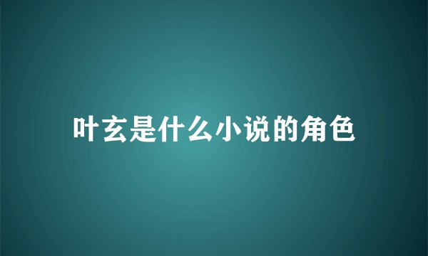 叶玄是什么小说的角色