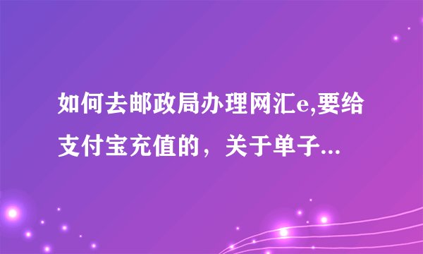 如何去邮政局办理网汇e,要给支付宝充值的，关于单子庶怎么填写，详细点？？谢谢