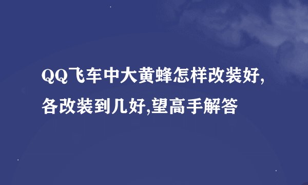 QQ飞车中大黄蜂怎样改装好,各改装到几好,望高手解答