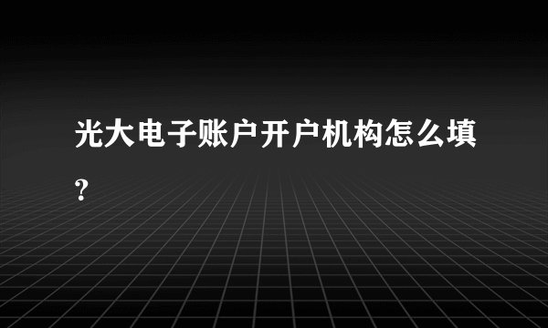 光大电子账户开户机构怎么填？