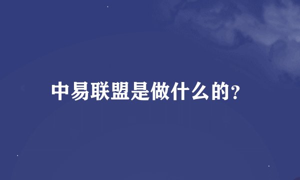 中易联盟是做什么的？