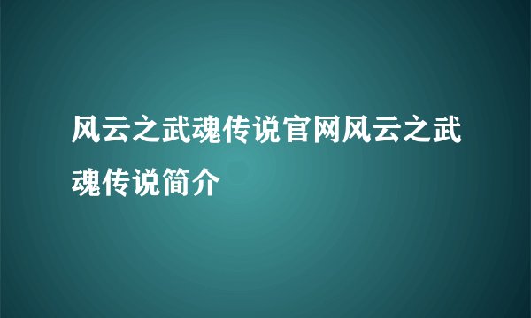 风云之武魂传说官网风云之武魂传说简介