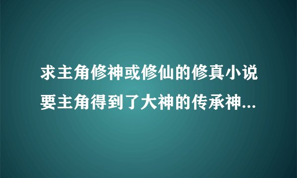 求主角修神或修仙的修真小说要主角得到了大神的传承神器炼器材料和灵药多的