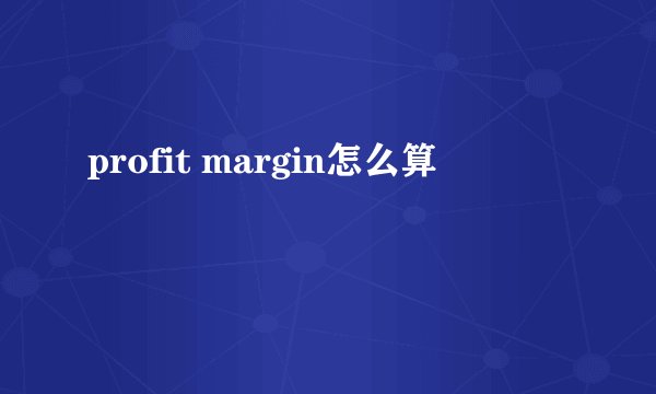 profit margin怎么算