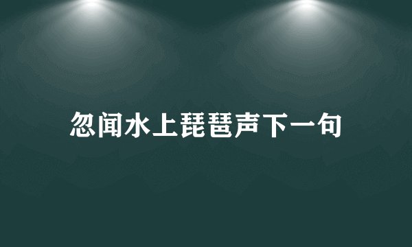 忽闻水上琵琶声下一句