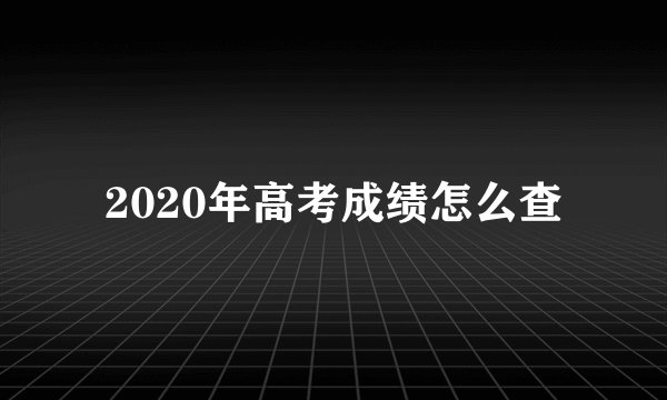 2020年高考成绩怎么查