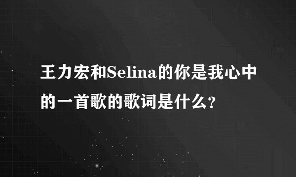 王力宏和Selina的你是我心中的一首歌的歌词是什么？