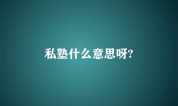 私塾什么意思呀?