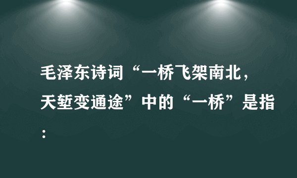 毛泽东诗词“一桥飞架南北，天堑变通途”中的“一桥”是指：