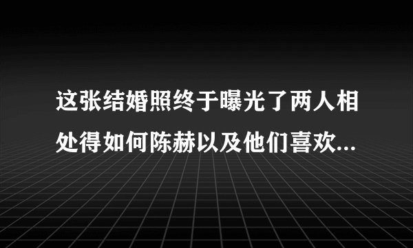 这张结婚照终于曝光了两人相处得如何陈赫以及他们喜欢哪里张子萱
