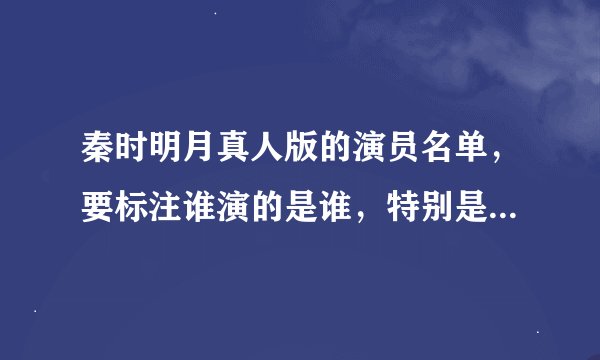 秦时明月真人版的演员名单，要标注谁演的是谁，特别是演卫庄的那个