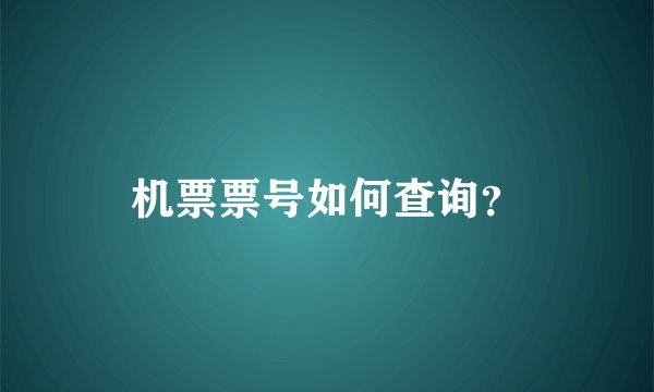 机票票号如何查询？