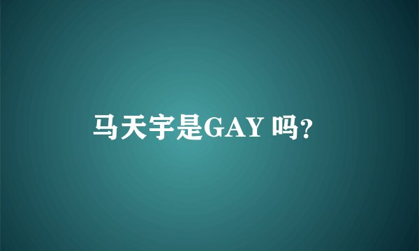 马天宇是GAY 吗？