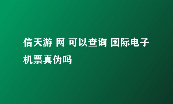 信天游 网 可以查询 国际电子机票真伪吗