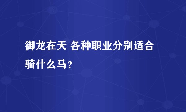御龙在天 各种职业分别适合骑什么马？